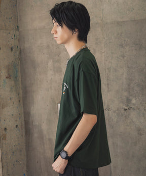 ヒゲオジサンC ワンポイント刺繍ロゴ ビッグシルエット半袖Tシャツ