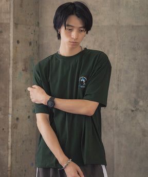 ヒゲオジサンA ワンポイント刺繍ロゴ ビッグシルエット半袖Tシャツ