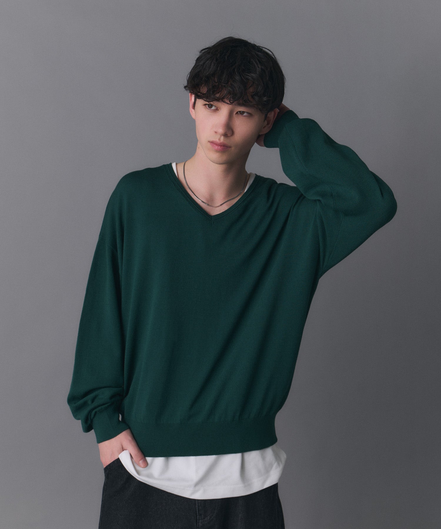 V-neck High Gauge Knit / Vネックハイゲージニット