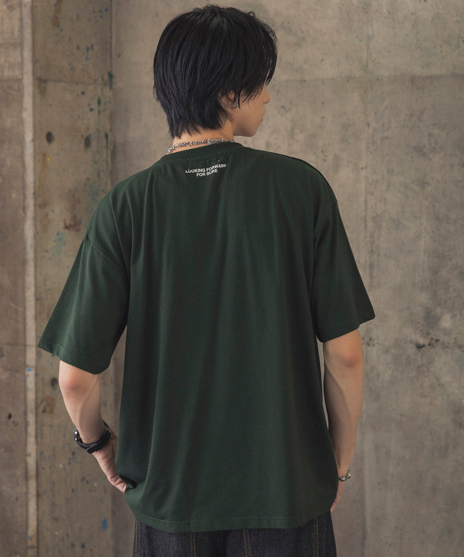 ヒゲオジサンC ワンポイント刺繍ロゴ ビッグシルエット半袖Tシャツ