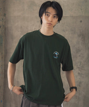 ヒゲオジサンA ワンポイント刺繍ロゴ ビッグシルエット半袖Tシャツ
