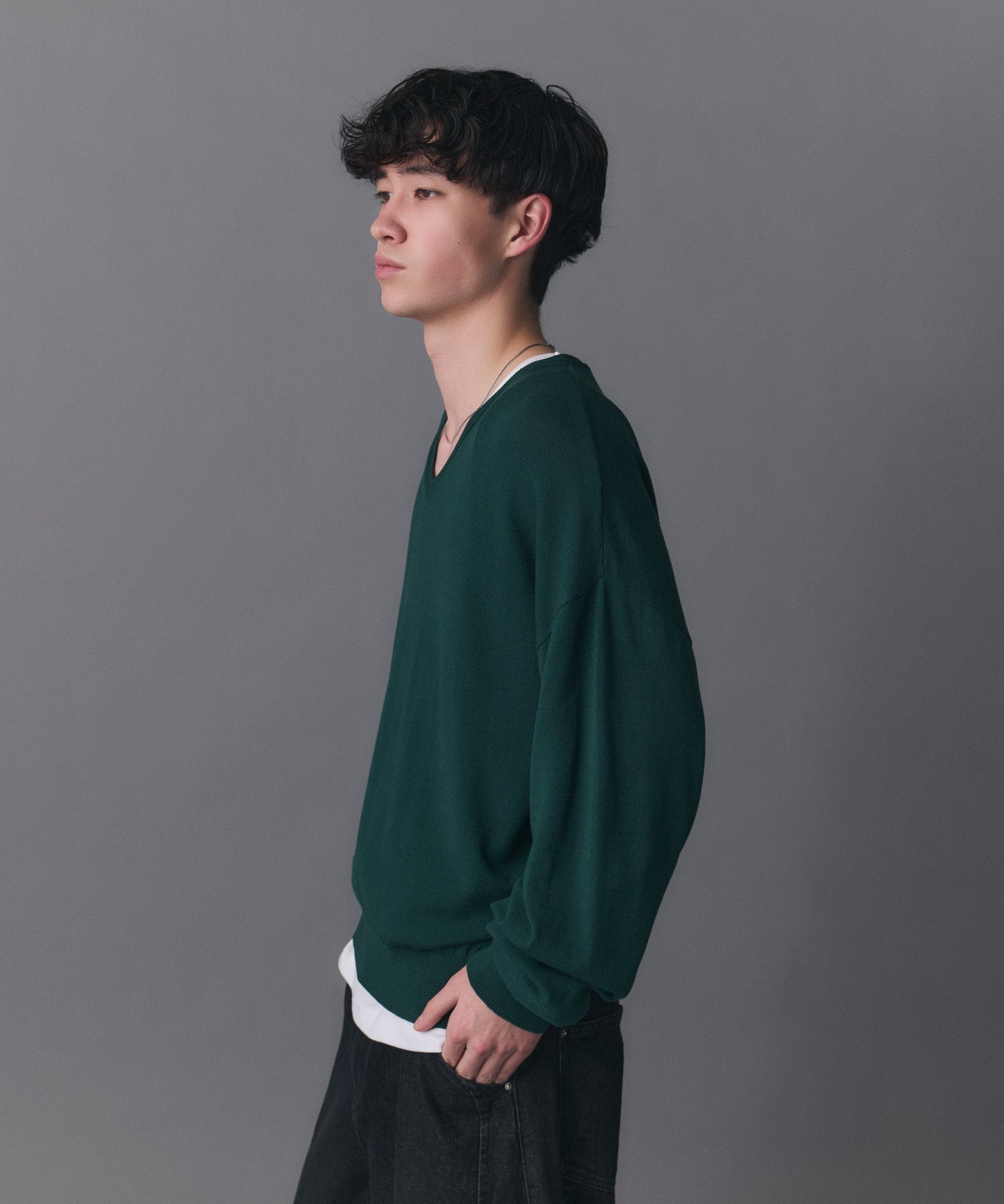 V-neck High Gauge Knit / Vネックハイゲージニット