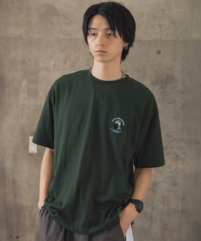 ヒゲオジサンA ワンポイント刺繍ロゴ ビッグシルエット半袖Tシャツ