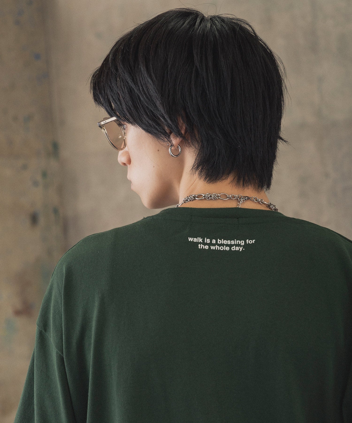 ウォーキングA ワンポイント刺繍ロゴ ビッグシルエット半袖Tシャツ