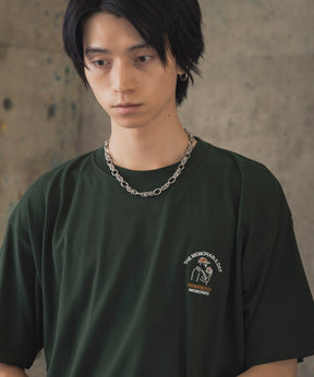 ヒゲオジサンC ワンポイント刺繍ロゴ ビッグシルエット半袖Tシャツ