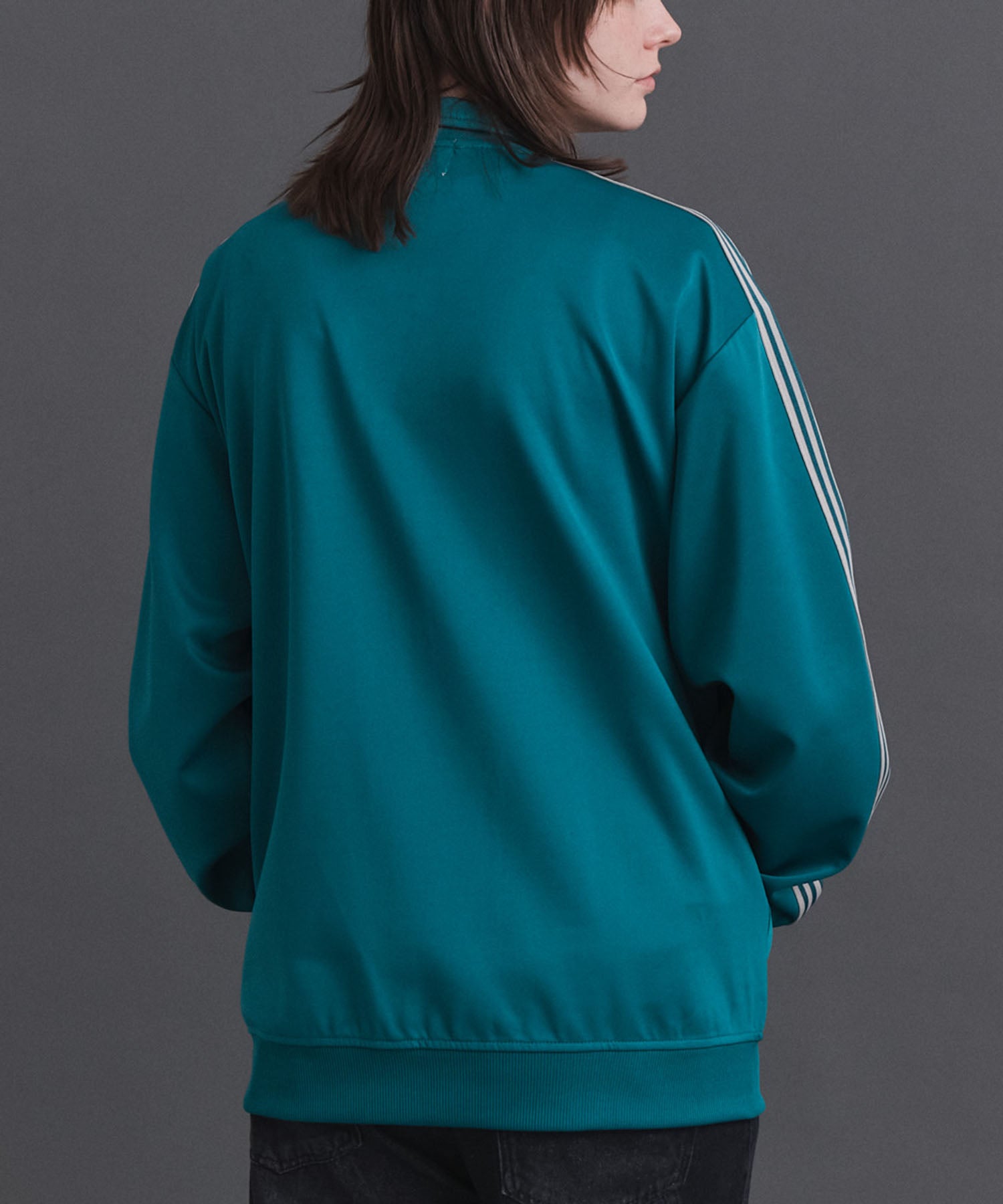 新色追加【セットアップ対応】WEB限定 ビッグシルエット ワンポイント刺繍 袖ラインジャージ トラックジャケット