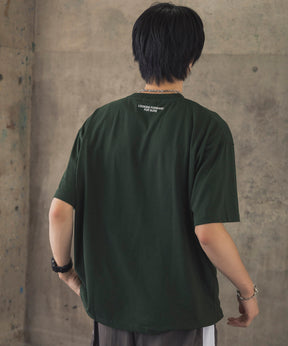 ヒゲオジサンA ワンポイント刺繍ロゴ ビッグシルエット半袖Tシャツ
