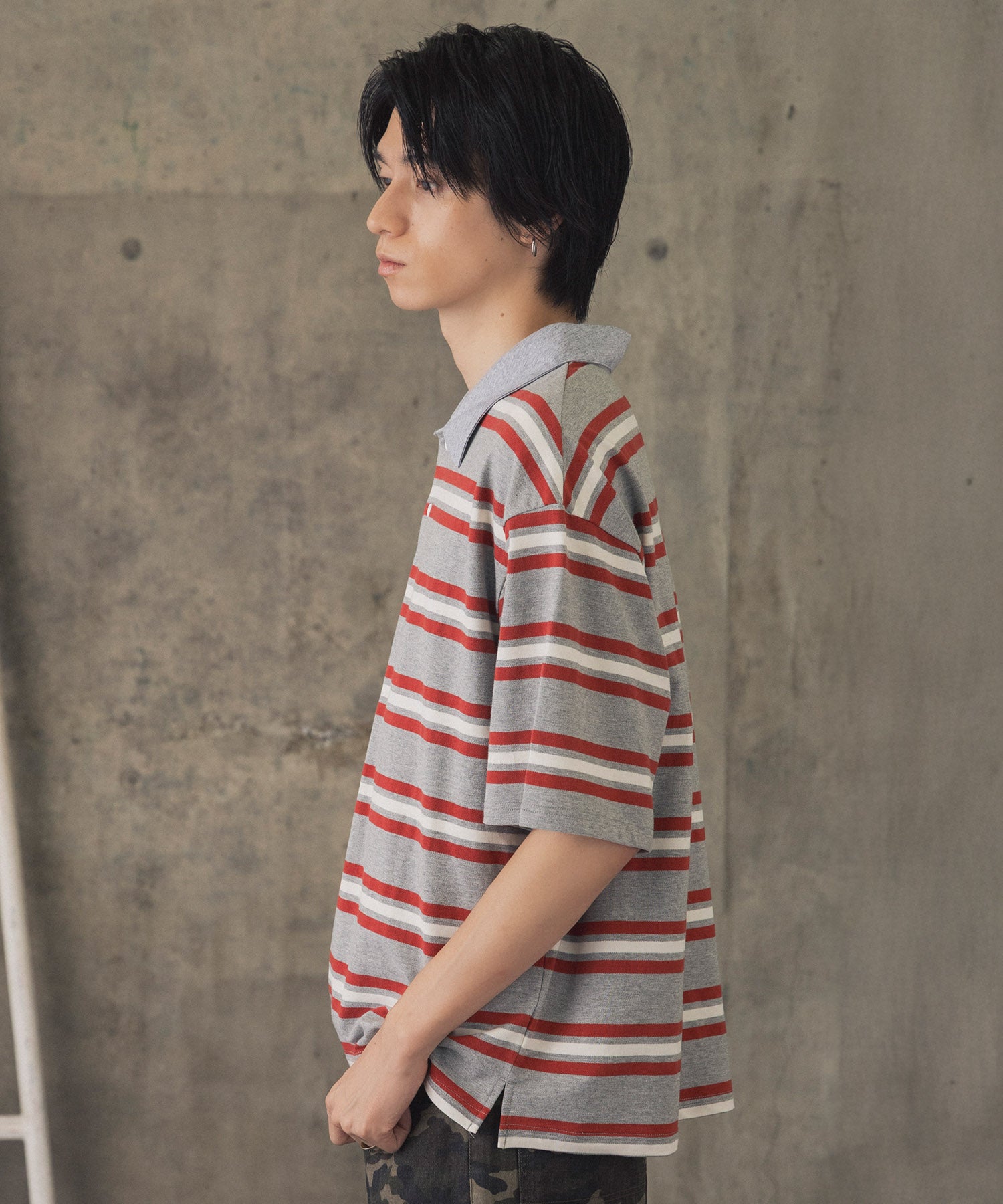 TURNED POCKET BORDER POLO / 折り返しボーダーポロシャツ