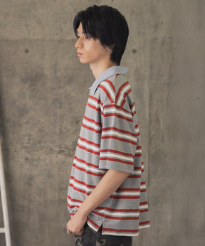 TURNED POCKET BORDER POLO / 折り返しボーダーポロシャツ