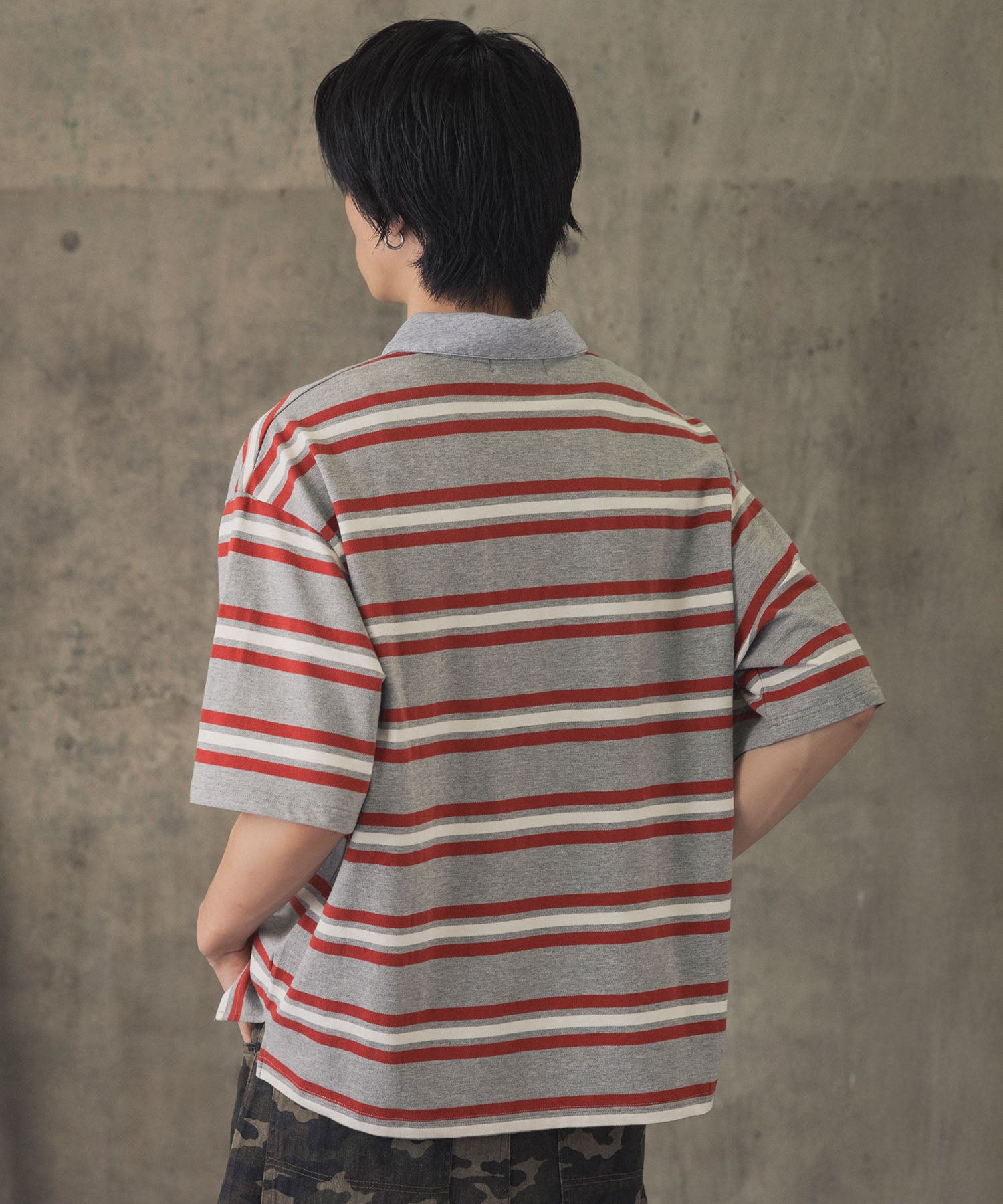 TURNED POCKET BORDER POLO / 折り返しボーダーポロシャツ