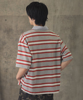 TURNED POCKET BORDER POLO / 折り返しボーダーポロシャツ