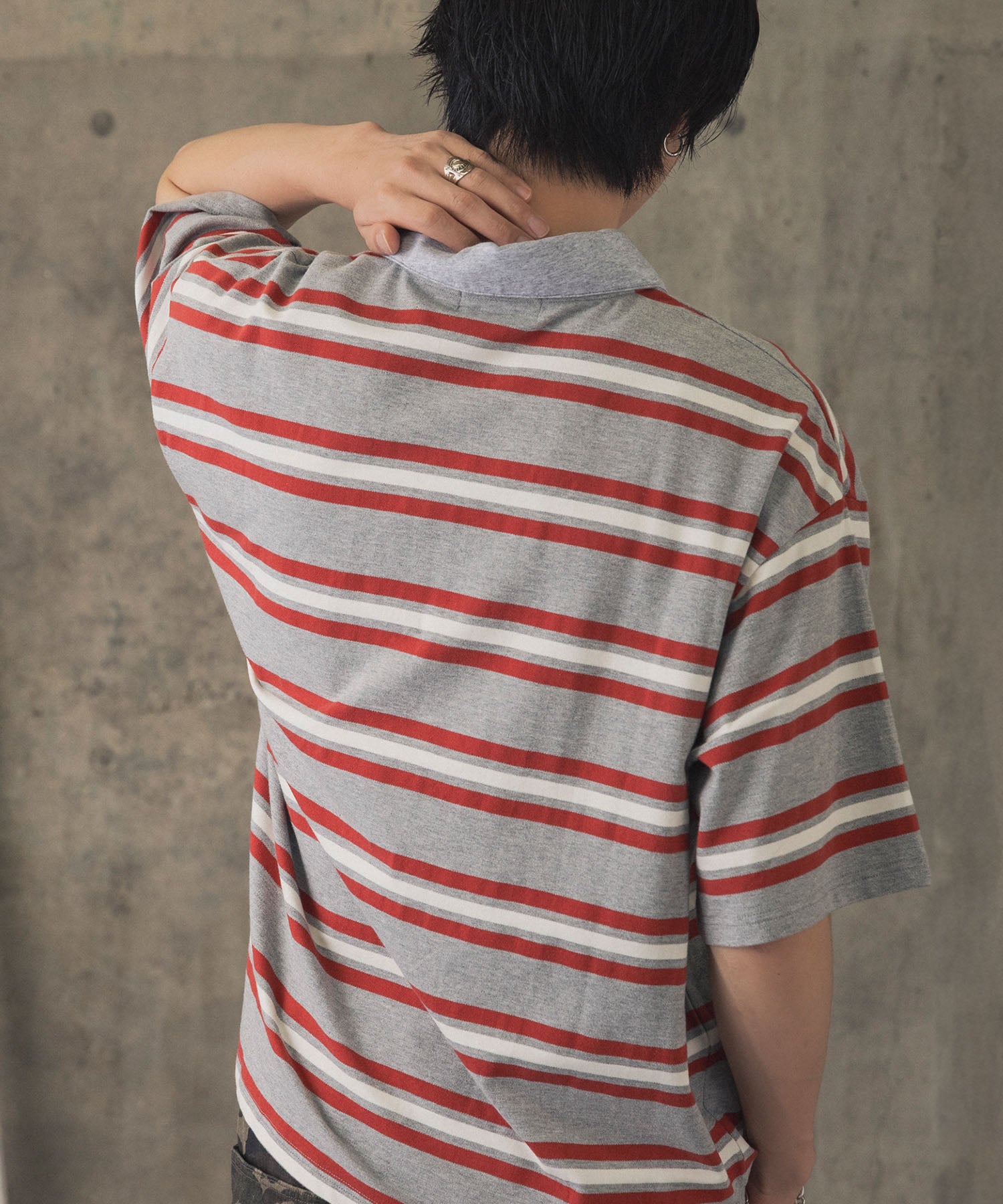 TURNED POCKET BORDER POLO / 折り返しボーダーポロシャツ
