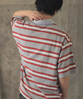 TURNED POCKET BORDER POLO / 折り返しボーダーポロシャツ
