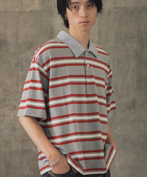 TURNED POCKET BORDER POLO / 折り返しボーダーポロシャツ