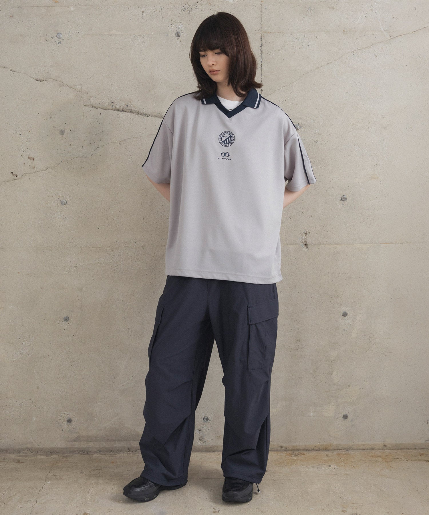 フロントプリント サイドライン ユニフォーム半袖Tシャツ