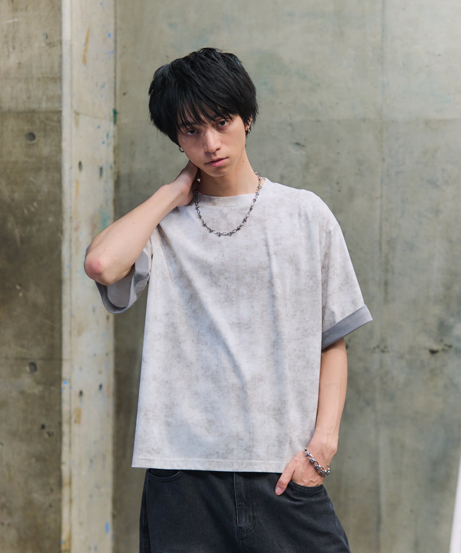 SLEEVE LAYERED LOOSE T-SHIRT / レイヤード ルーズTシャツ