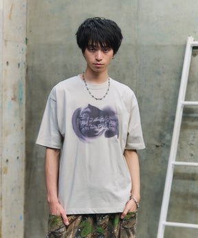 ビッグシルエット プレーティング 半袖Tシャツ グラフィック プリント