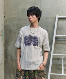 ビッグシルエット プレーティング 半袖Tシャツ グラフィック プリント