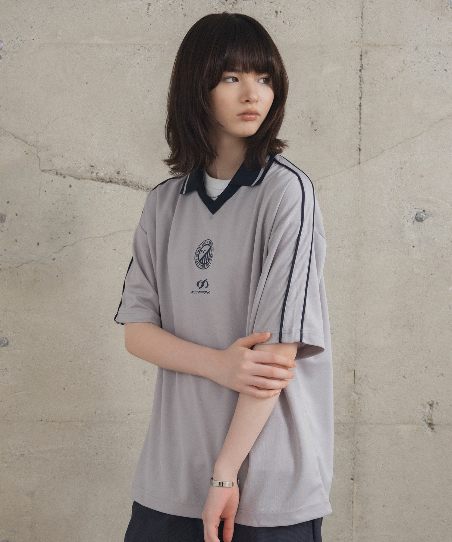フロントプリント サイドライン ユニフォーム半袖Tシャツ