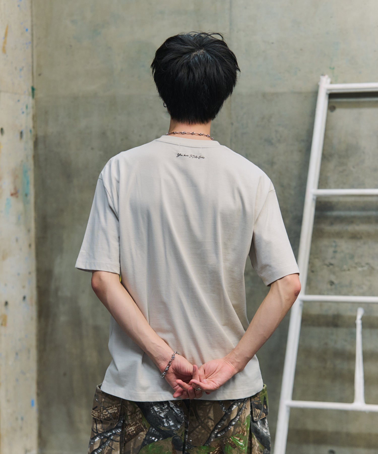 ビッグシルエット プレーティング 半袖Tシャツ グラフィック プリント