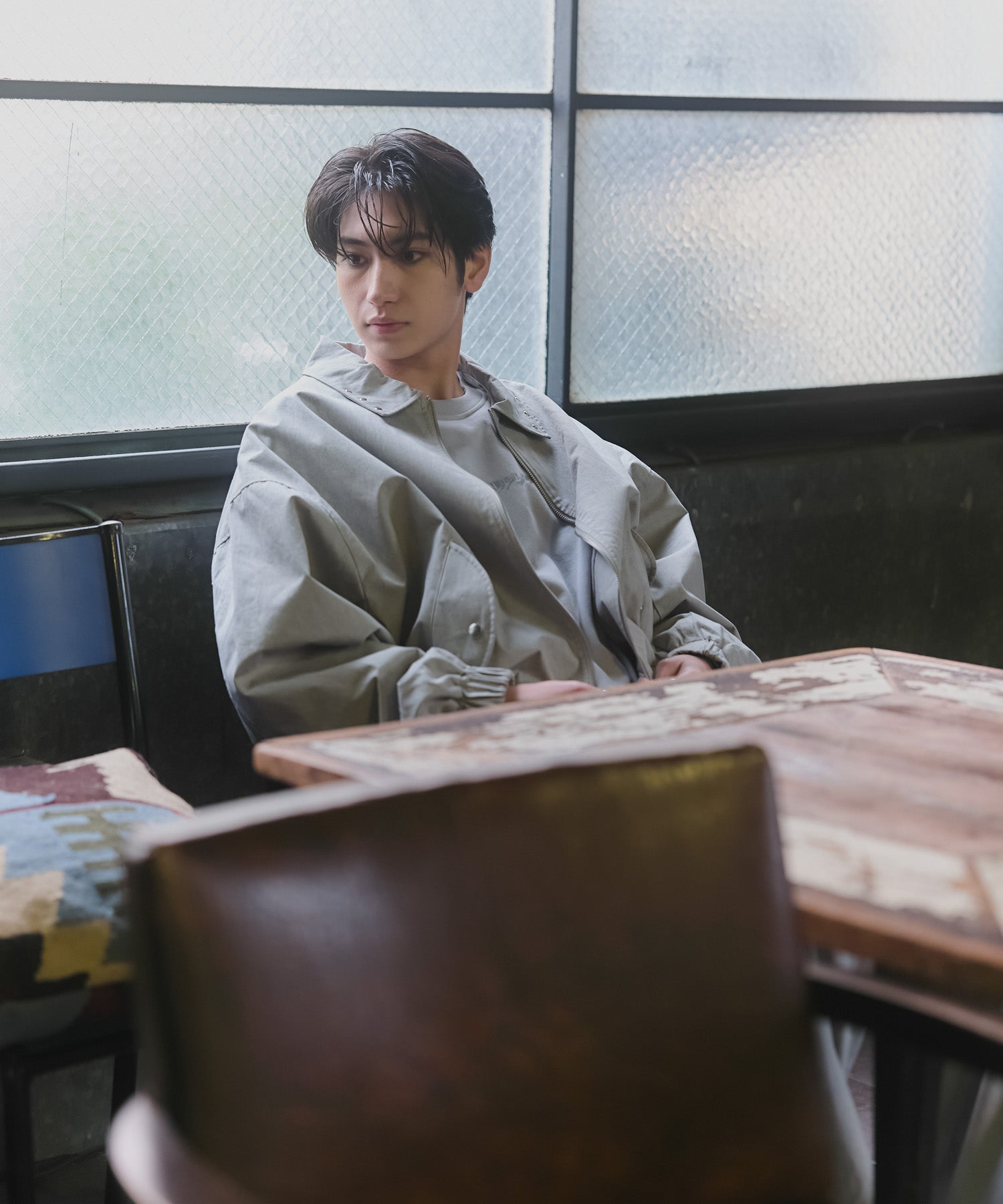 Peach Brushed Studded Blouson / ピーチ起毛スタッズブルゾン