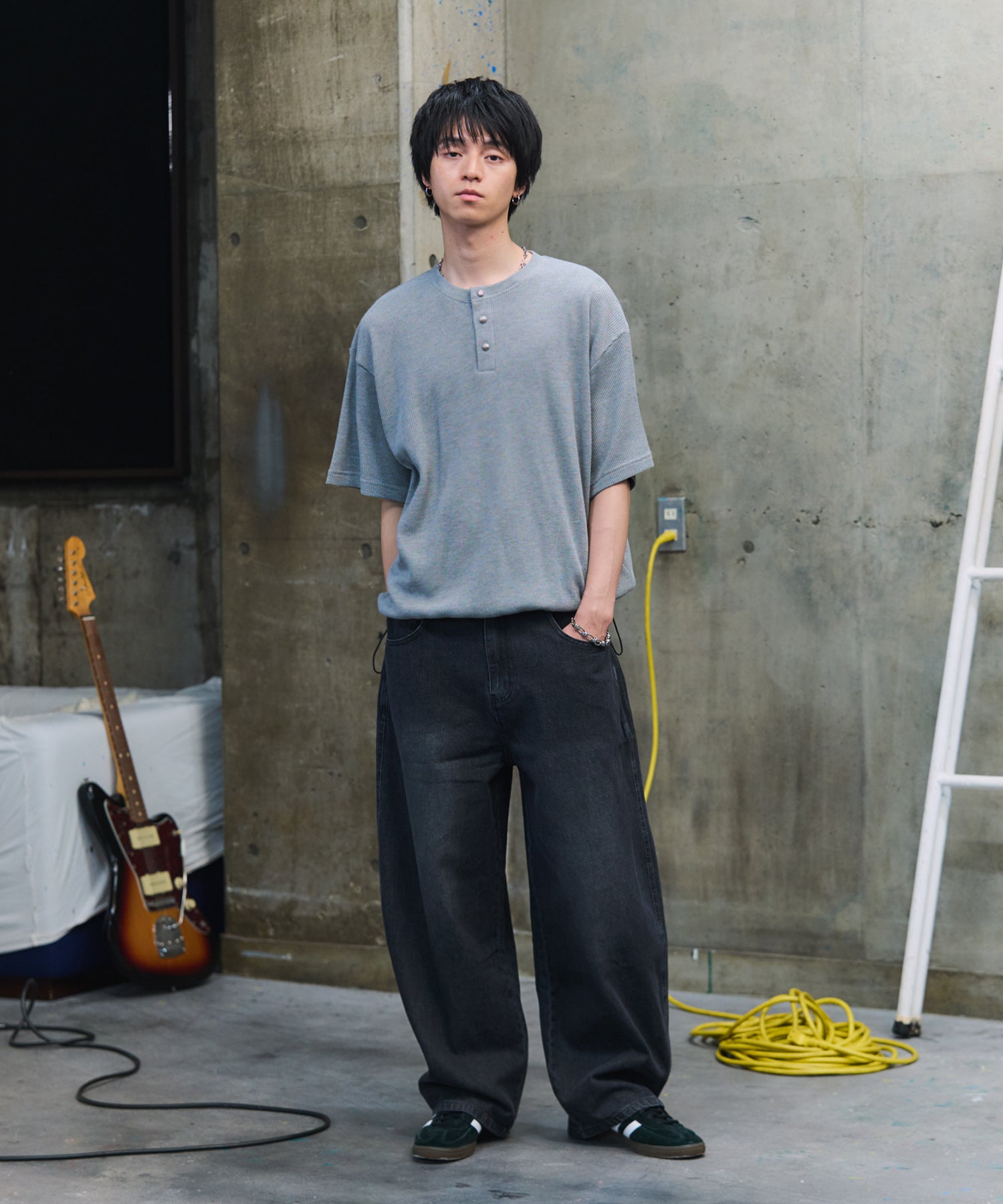 THERMAL DRAWSTRING HENLEY NECK T-SHIRT / サーマル ドローストリング ヘンリーネックTシャツ