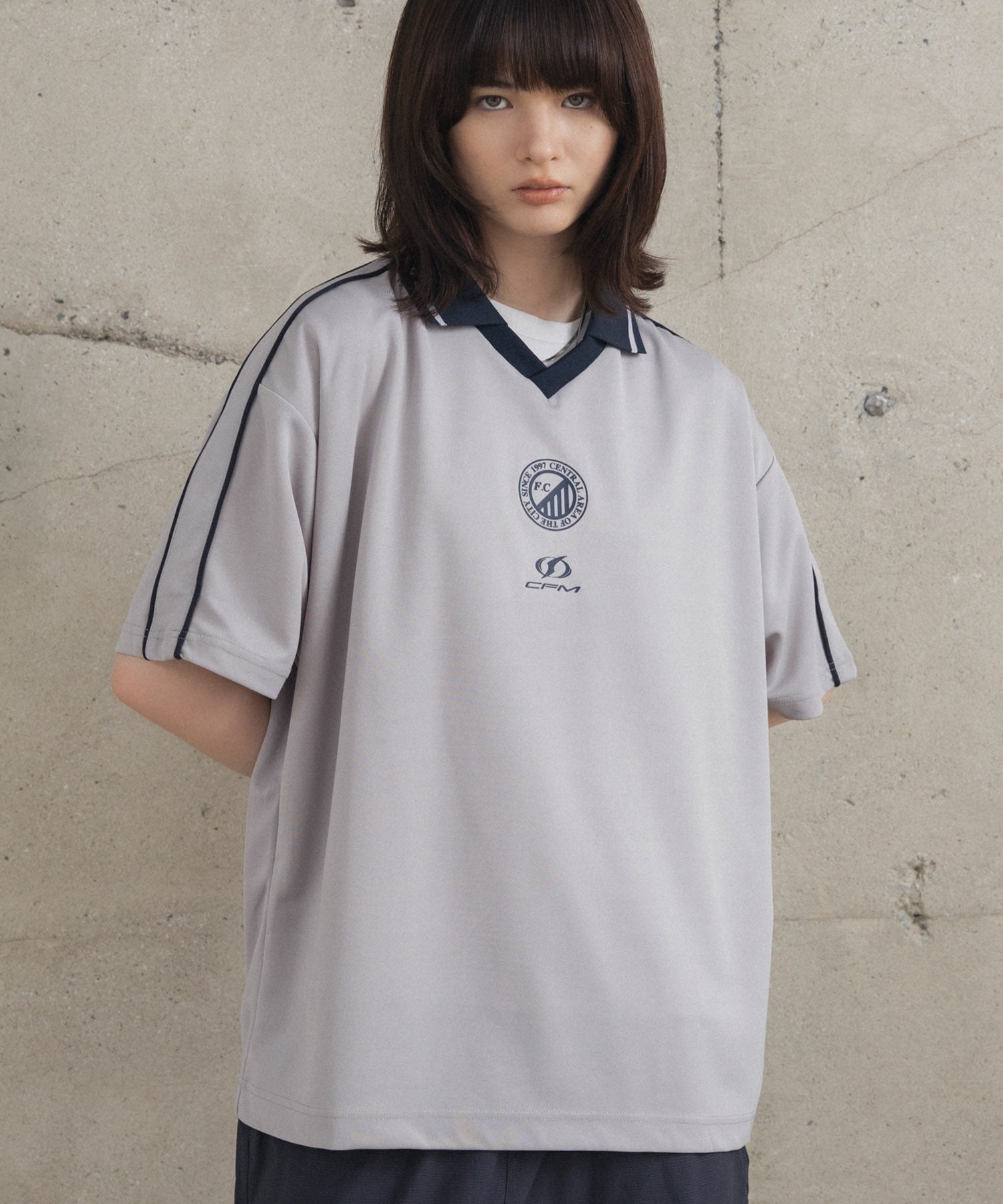 フロントプリント サイドライン ユニフォーム半袖Tシャツ