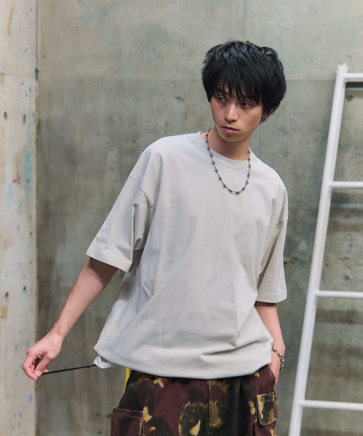 プレーティング 裾ドローコード 半袖Tシャツ