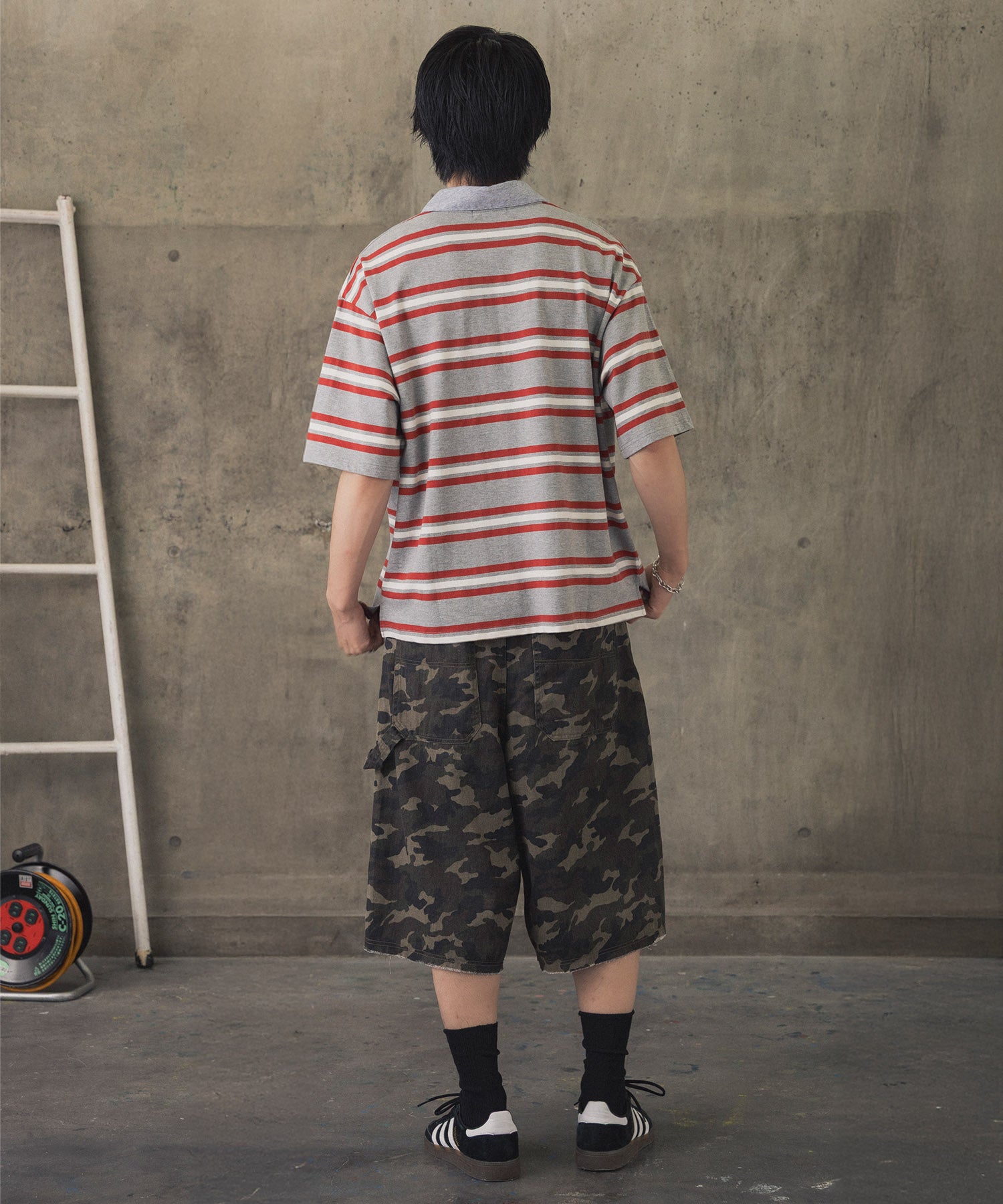 TURNED POCKET BORDER POLO / 折り返しボーダーポロシャツ