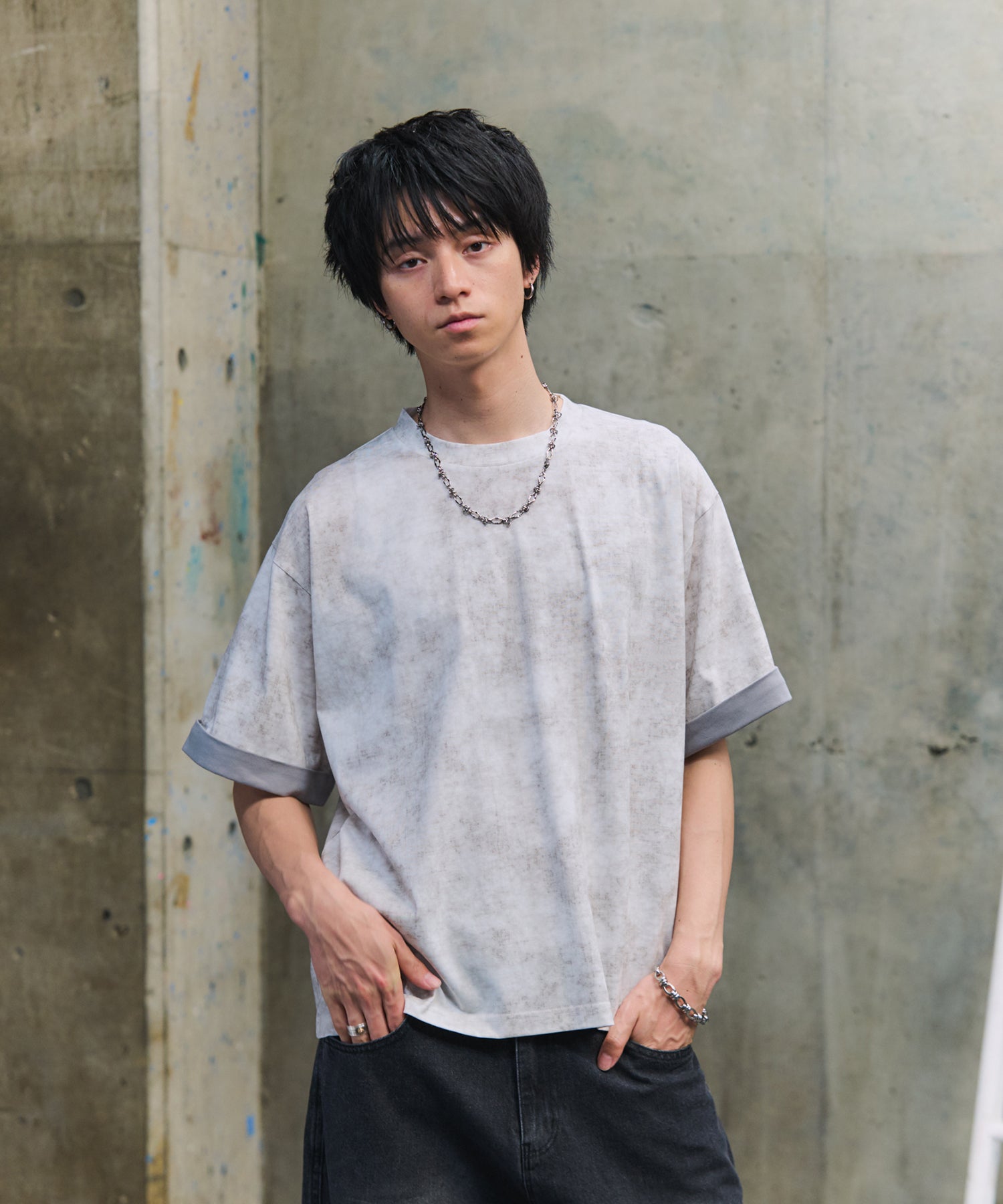 SLEEVE LAYERED LOOSE T-SHIRT / レイヤード ルーズTシャツ