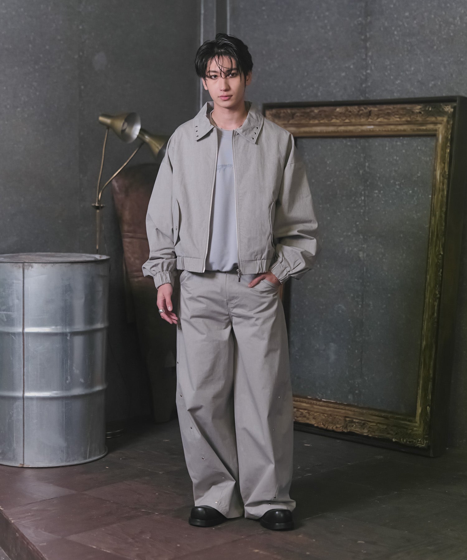 Peach Brushed Studded Blouson / ピーチ起毛スタッズブルゾン