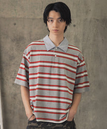 TURNED POCKET BORDER POLO / 折り返しボーダーポロシャツ