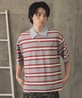 TURNED POCKET BORDER POLO / 折り返しボーダーポロシャツ