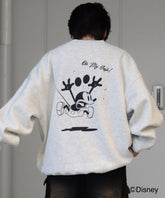 【Disney / ディズニー】 ミッキー バックプリント ビッグシルエットプルオーバー クルースウェット