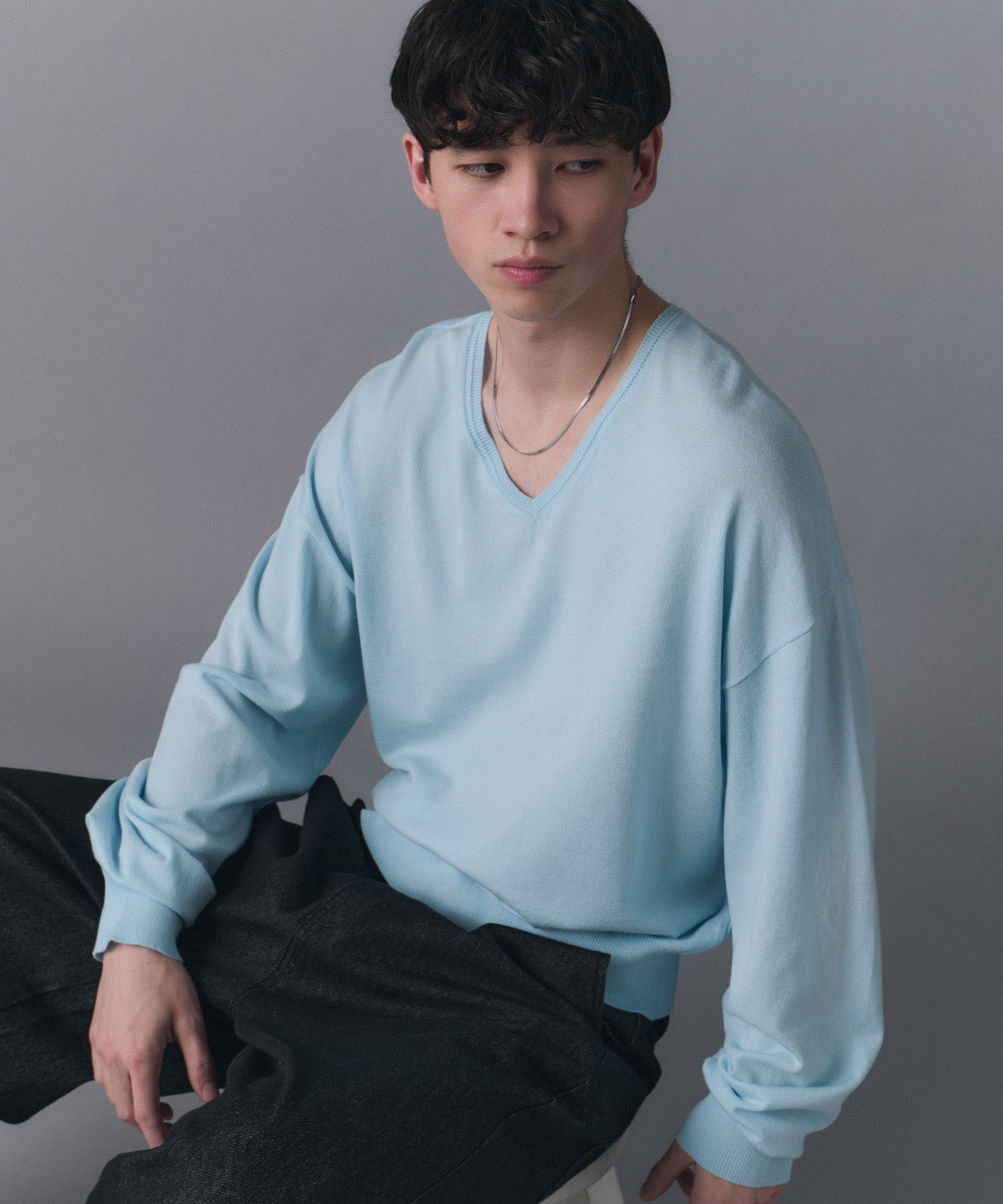 V-neck High Gauge Knit / Vネックハイゲージニット