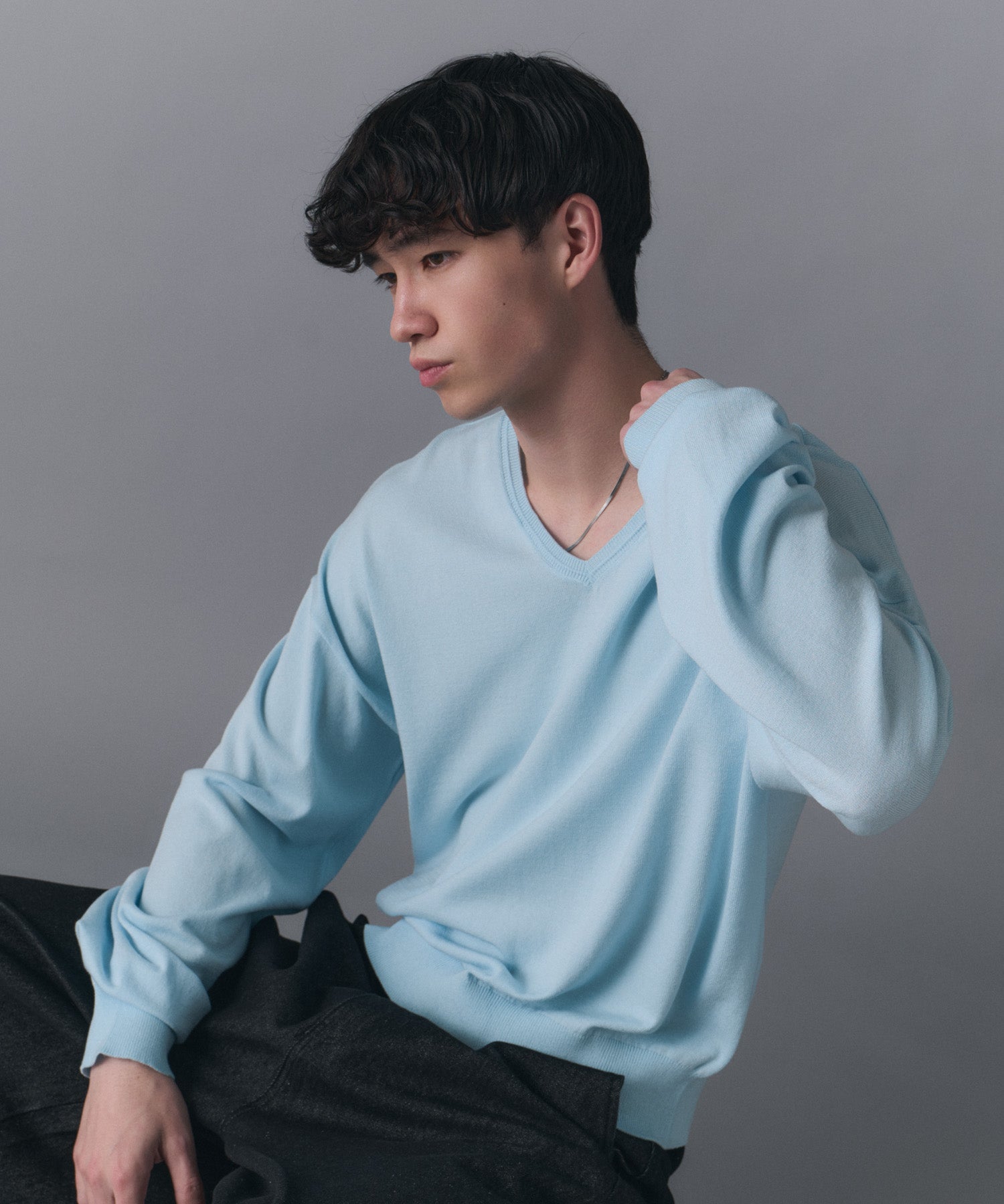 V-neck High Gauge Knit / Vネックハイゲージニット