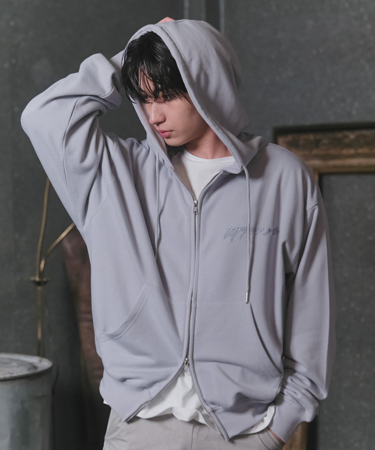 "Confirm" Logo Embroidery FullZIP Hoodie / "Confirm"刺繍フルジップパーカー