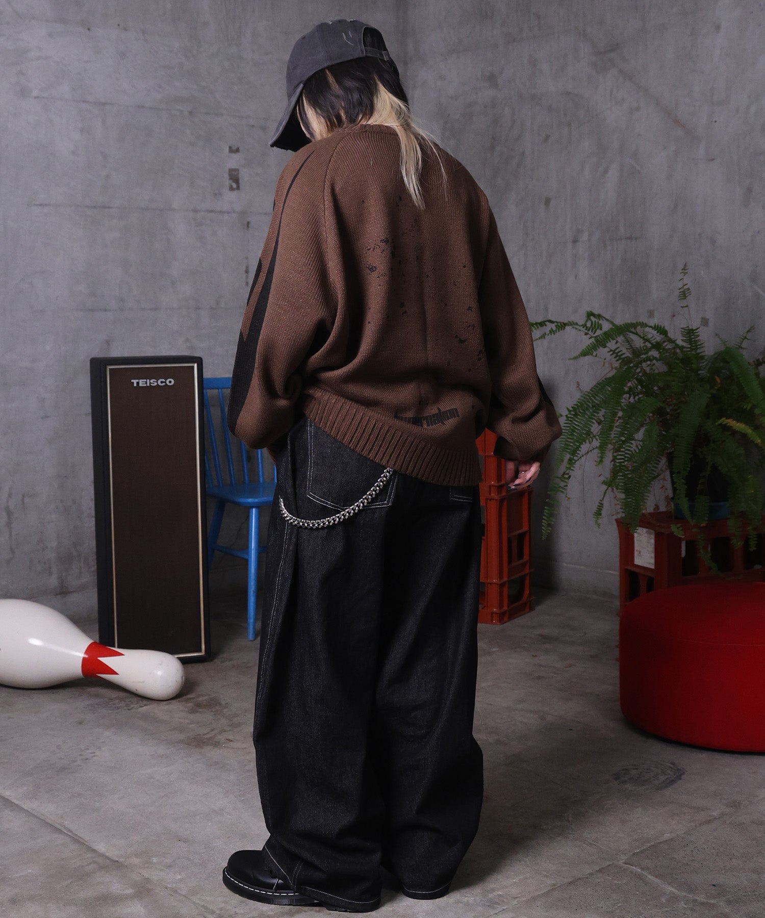 バレルレッグ リジット デニムパンツ