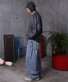 バレルレッグ ペインドデニムパンツ