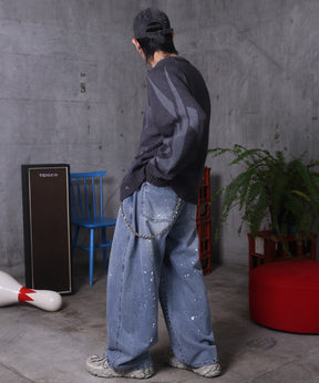 バレルレッグ ペインドデニムパンツ