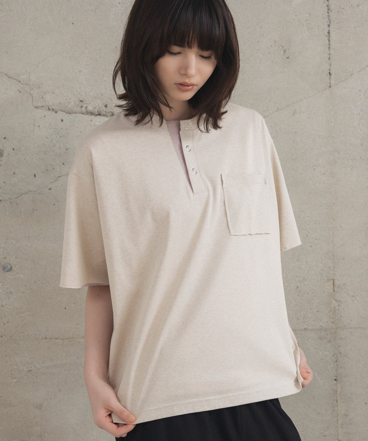 Contrast Color Henley Neck T-shirt / コントラストカラー ヘンリーネックTシャツ