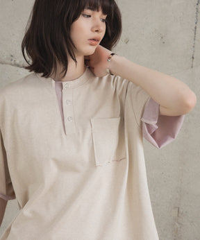 Contrast Color Henley Neck T-shirt / コントラストカラー ヘンリーネックTシャツ
