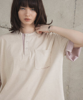 Contrast Color Henley Neck T-shirt / コントラストカラー ヘンリーネックTシャツ