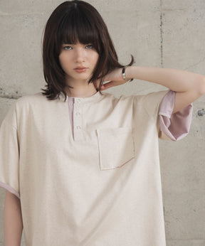 Contrast Color Henley Neck T-shirt / コントラストカラー ヘンリーネックTシャツ