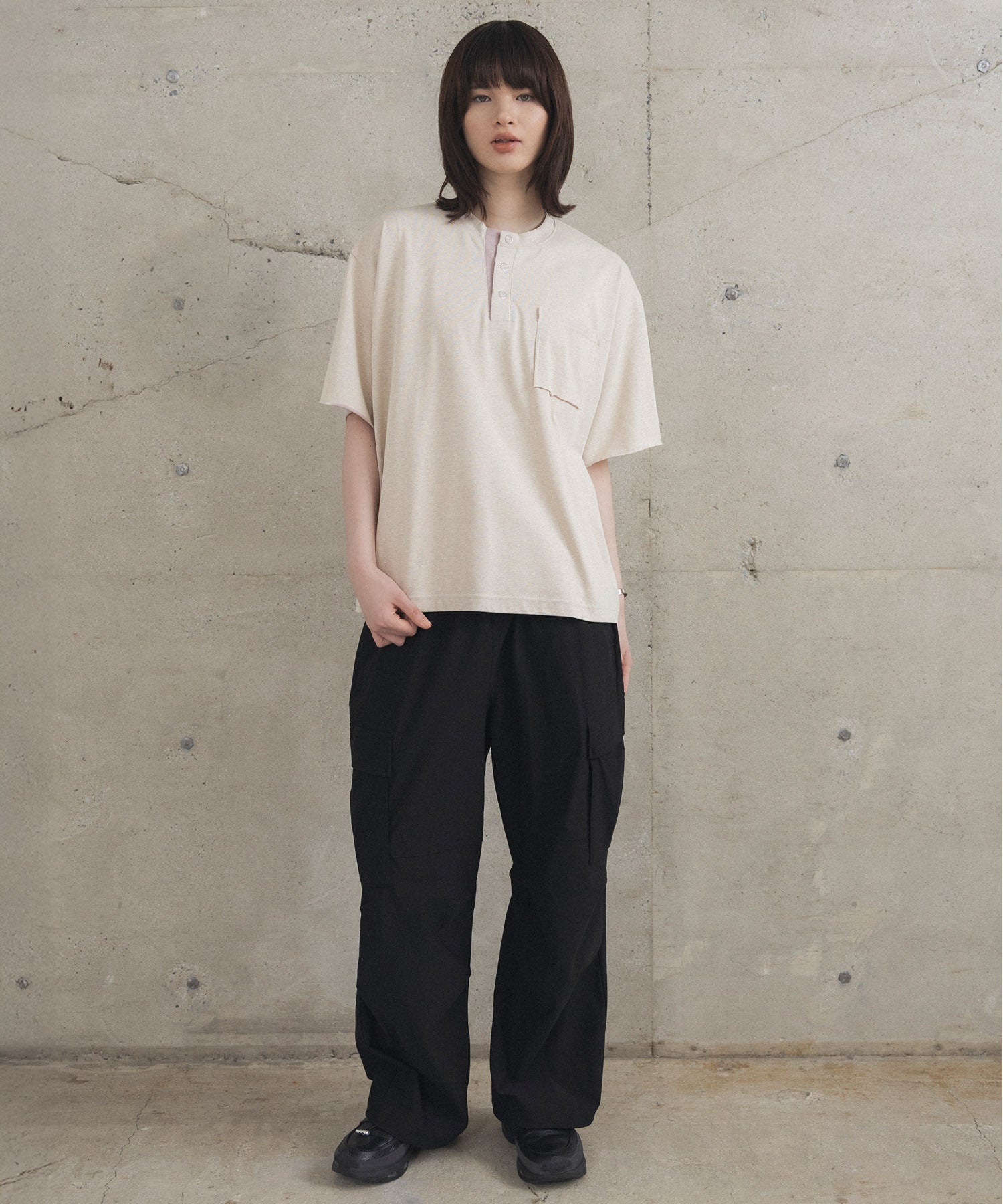Contrast Color Henley Neck T-shirt / コントラストカラー ヘンリーネックTシャツ
