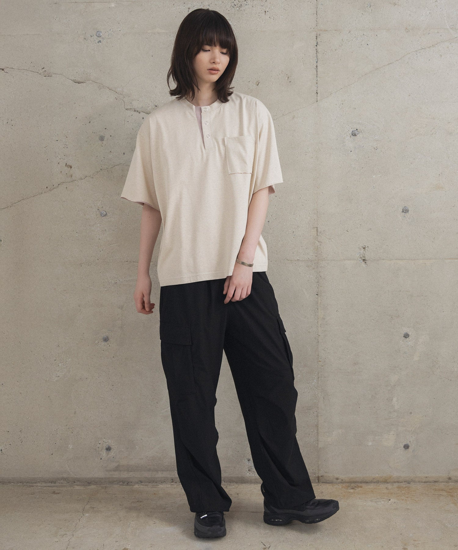 Contrast Color Henley Neck T-shirt / コントラストカラー ヘンリーネックTシャツ