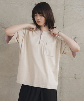 Contrast Color Henley Neck T-shirt / コントラストカラー ヘンリーネックTシャツ