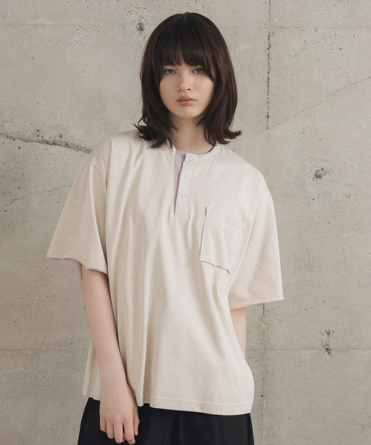 Contrast Color Henley Neck T-shirt / コントラストカラー ヘンリーネックTシャツ