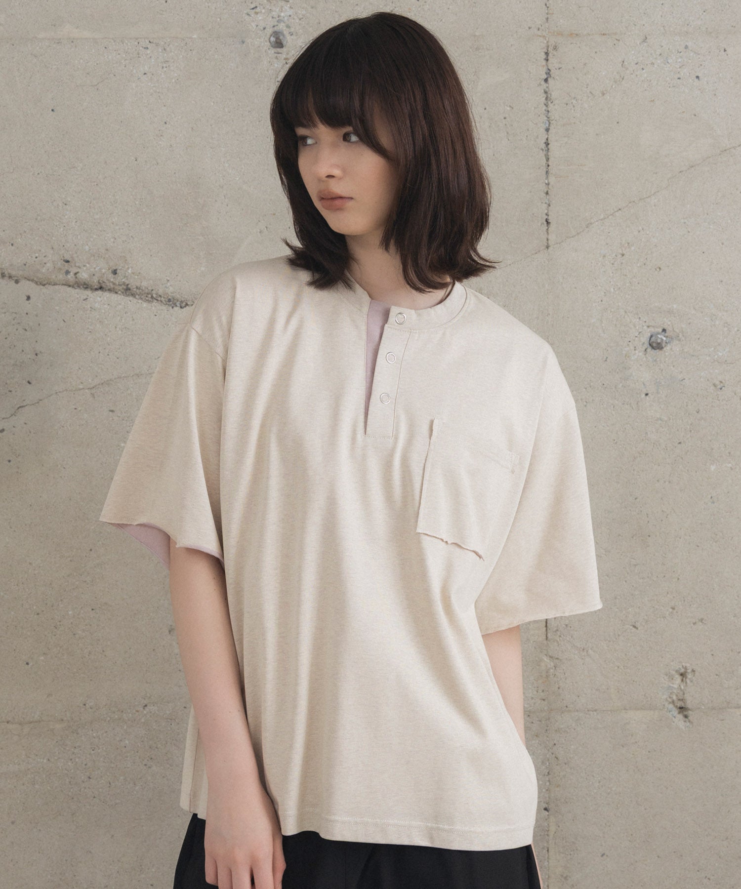 Contrast Color Henley Neck T-shirt / コントラストカラー ヘンリーネックTシャツ