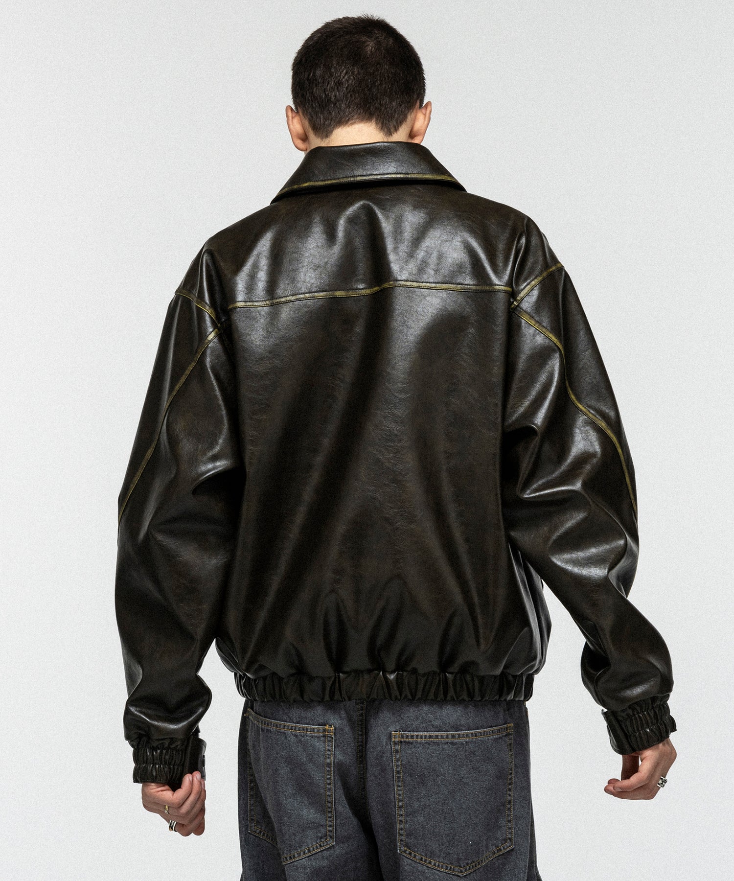 VINTAGE-LIKE FAUX LEATHER BLOUSON / ヴィンテージライクフェイクレザーブルゾン